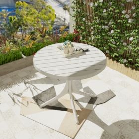 Modern White Round Plastic Table  36 Inch IndoorOutdoor Dining Table & Coffee Table, Lightweight Polypropylene All-Weather Patio Table For Garden, Cou