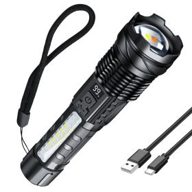 Rechargeable LED Flashlight Tactical Torch Police Super Bright Work Light Camping Lamp 3 Lighting Modes  USB Charging