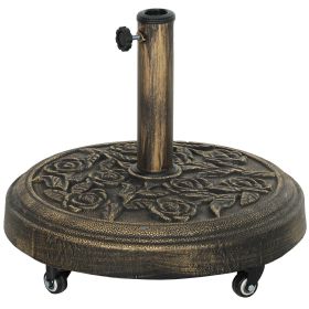 Outsunny Round Patio Umbrella Base, 46 lbs Resin Umbrella Base with Wheels, Outdoor Umbrella Stand for 1.3"/1.5"/1.9" Umbrella Poles for Outdoor,