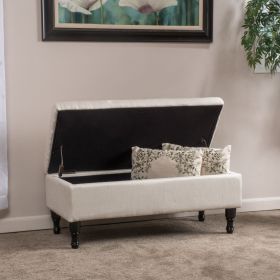 Storage Ottoman Bench with Solid wood legs, Tufted Ottoman with Storage Bench for Living Room, Large End of Bed Bench Ottomans