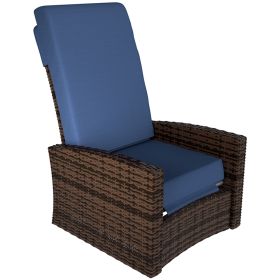 Outsunny Outdoor Wicker Swivel Recliner Chair, Lifting Footrest, 360° Rotating Basic, Water-resistant Cushions, Dark Blue