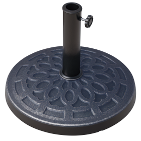 Outsunny Outdoor Umbrella Stand Base 17" 27 lbs, Round, Decorative Pattern, for Φ1.5", Φ1.89" Pole - Bronze