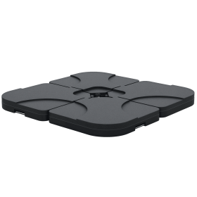 Outsunny Cantilever Patio Umbrella Base, 4-Piece Offset Stand, 158 lb Sand or 60L Water Capacity, Black