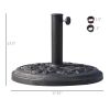 Outsunny Outdoor Umbrella Stand Base 17" 27 lbs, Round, Decorative Pattern, for Φ1.5", Φ1.89" Pole - Bronze