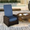 Outsunny Outdoor Wicker Swivel Recliner Chair, Lifting Footrest, 360° Rotating Basic, Water-resistant Cushions, Dark Blue
