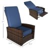 Outsunny Outdoor Wicker Swivel Recliner Chair, Lifting Footrest, 360° Rotating Basic, Water-resistant Cushions, Dark Blue