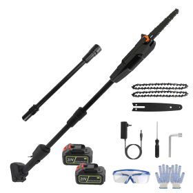 1Set 6in Cordless Pole Saw 7.4FT Maximum Extendable Length 35FT Per Second Speed Electric Pole Chainsaw 2Pcs 3.0Ah Batteries And Charger Included For