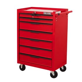 Tool Cabinet Tool Cart 24.2inch With Drawers And Wheels, Metal Rolling Tool Box Locked Drawers Storage Organizer Cabinet With Several Colour Available (Option: Several Drawer and Red)