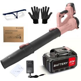 Cordless Leaf Blower 20V Electric Leaf Blower With4.0Ah Batteries And Fast Charger, Variable Speed, Turbo Mode, Battery Powered Handheld Leaf Blowers (Color: Pink)