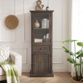 Tall Storage Cabinet, Freestanding Cabinet With Glass Door And Shelves, Sideboard Cabinet, Cabinet With Drawer For Living Room, Kitchen, Dining Room, (Color: Brown)