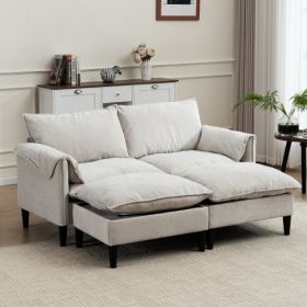 Convertible Combination Sofa Sofa UShaped Sofa With Footstools With Storage Gray Sofa For Living Room, Living Room Bedroom Office Small Space 2 Seater (Color: Beige)