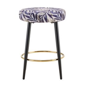 Counter Height Bar Stools Set Of 2, PU Kitchen Stools Upholstered Dining Chair Stools 24 Inches Height With Golden Footrest For Kitchen Island Coffee (Option: Golden Black)