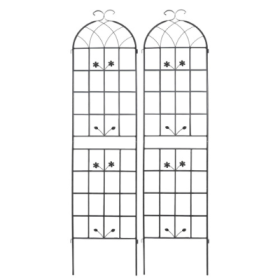 Metal Garden Trellis, 2 Pack Metal Trellis For Climbing Plants, Indoor Outdoor Plant Trellis For Potted Plants, House Plants, Climbing Vines, Flowers (Color: black)