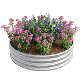 47.24x11.4 Tall Round Raised Garedn Bed,Metal Raised Beds For Vegetables, Outdoor Garden Raised Planter Box,Patio Planter Raised Beds For Flowers, Her (Color: Silver)