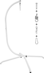 Only Supports Self Pickup-Hammock Swing Stand, C-Stand For Hanging Hammock Chair With Hitch And Spring Hook, 400 Lbs. Load Capacity, Steel Stand Only (Color: White)
