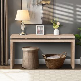 60  Antique Natural Farmhouse Console Table - Retro Wooden Entryway Table With Double Board Suspension Design, Solid Wood & MDF, Sofa Table For Living (Option: Antique NaturalWhite)