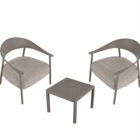 Modern 2 Piece Accent Chair Set With Coffee Table  Apricot Brown PP  Steel Frame Sofa Set, Soft Cushioned Seating For Living Room, Lounge, Balcony (Option: Warm Grey)