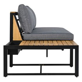 TREXM Patio Furniture Set with Loveseats, 4 Pieces Outdoor Sofa Set with Waterproof Cushions, Patio Furniture with Durable Iron-Wood Design for Garden (Color: as Pic)