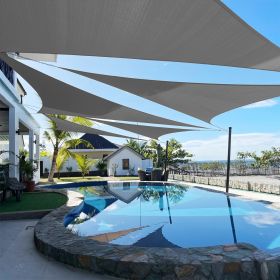 Artpuch Custom Size Dark Grey Sun Shade Sail Triangle Canopy 185 GSM Durable Fabric UV Block Awning for Outdoor Patio Garden Backyard (Customized (Color: Dark Grey, size: 15x23x27.5)