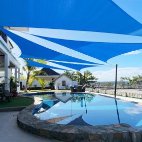 Artpuch Custom Size Sky Blue Sun Shade Sail Triangle Canopy 185 GSM Durable Fabric UV Block Awning for Outdoor Patio Garden Backyard (Customized Avail (Color: Sky Blue, size: 14x19x23.6)