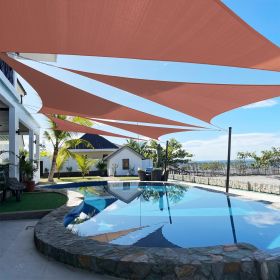 Artpuch Custom Size Rust Red Sun Shade Sail Triangle Canopy 185 GSM Durable Fabric UV Block Awning for Outdoor Patio Garden Backyard (Customized (Color: Rust Red, size: 16X24X24)