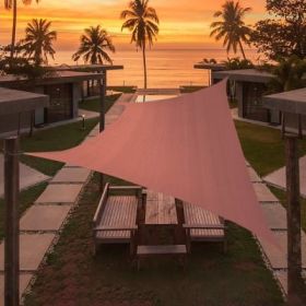 Artpuch Custom Size Rust Red Sun Shade Sail Triangle Canopy 185 GSM Durable Fabric UV Block Awning for Outdoor Patio Garden Backyard (Customized (Color: Rust Red, size: 11'X22')