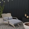 Outsunny Wicker Adirondack Chair for 2 with Cushions & Footrests, PE Rattan Double Chaise Lounge Chair, Fire Pit Chair for Porch with High-back