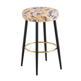 Counter Height Bar Stools Set Of 2, PU Kitchen Stools Upholstered Dining Chair Stools 24 Inches Height With Golden Footrest For Kitchen Island Coffee (Option: Black and Silver)